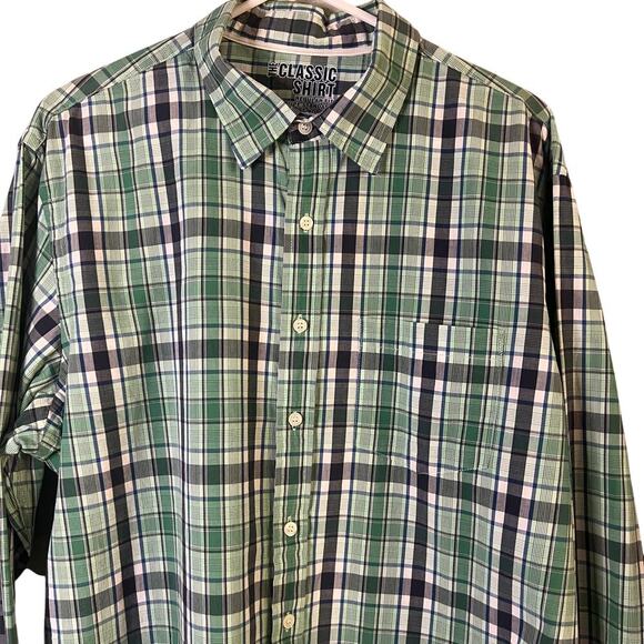 The classic fit old navy xl men’s long sleeve green and blue plaid button down - Picture 2 of 8